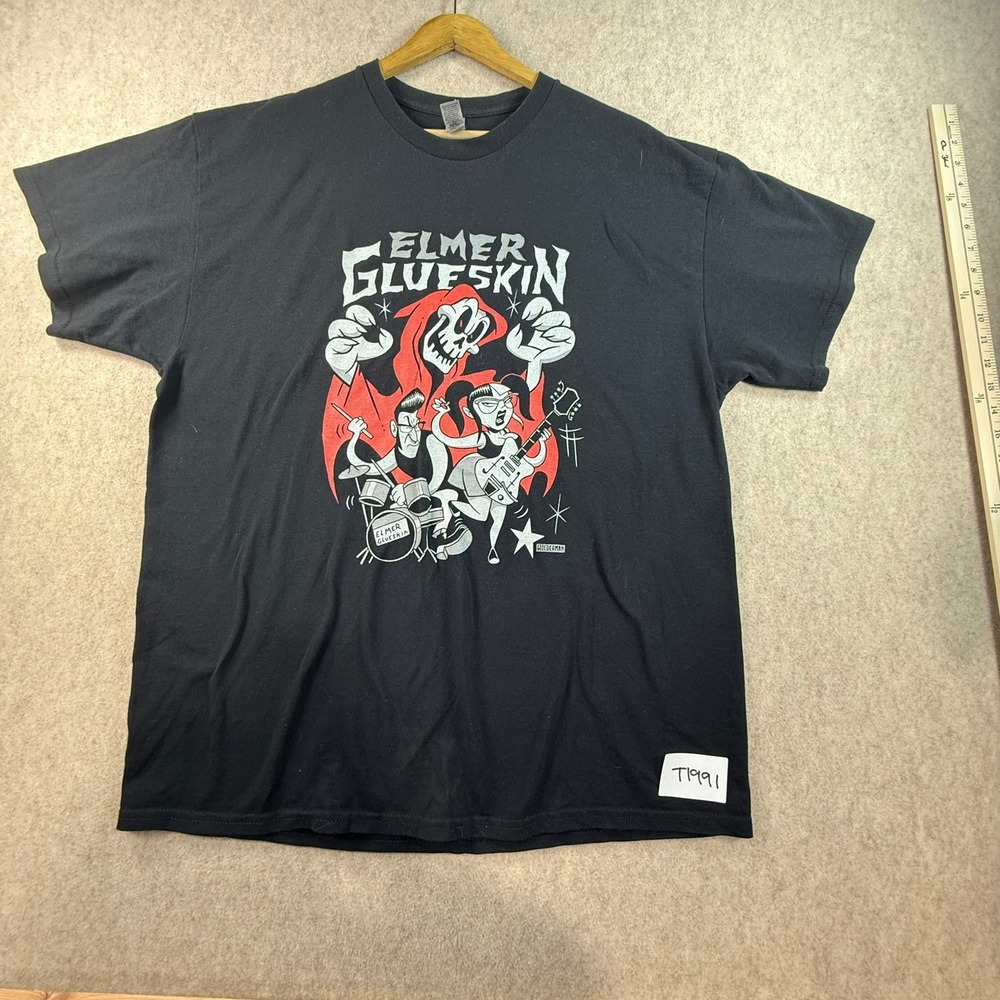 Elmer Glueskin Band Graphic T-Shirt Mens XL Black Rockabilly Psychobilly Art